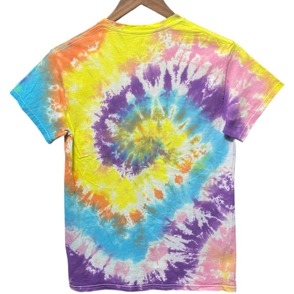 colorful Swirl tie-dye short sleeve crewneck casual hippie boho streetwear shirt - Picture 4 of 4